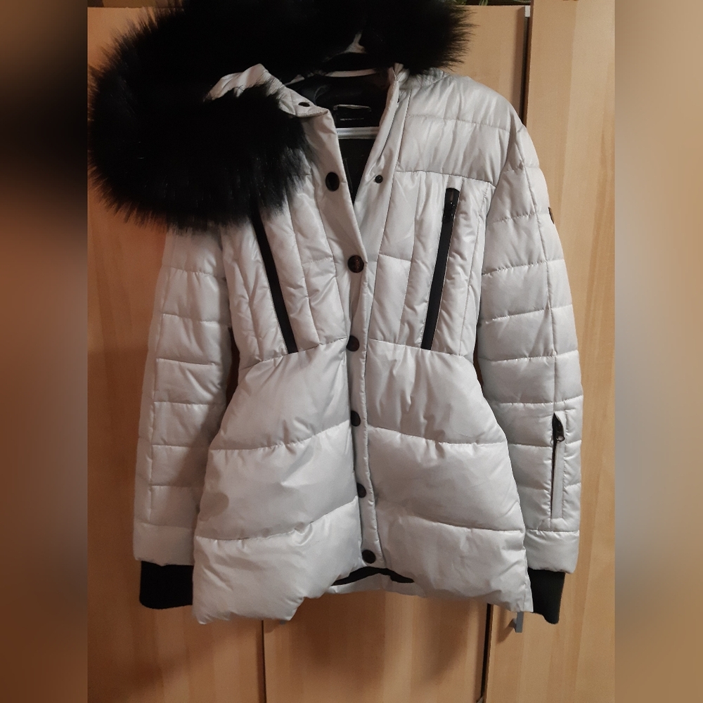 Noize Short Black and White Winter Puffer Coat
